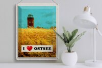 Blechschild Reise 30x40cm Ostsee Turm Natur Weide Urlaub Himmel