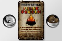 Blechschild Spruch 12x18cm Mein Grill meine Regeln Fleisch