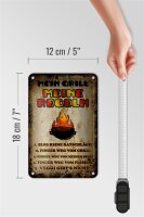 Blechschild Spruch 12x18cm Mein Grill meine Regeln Fleisch