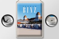 Blechschild Reise 30x40cm Seebad Binz Strandkörbe Strand Urlaub