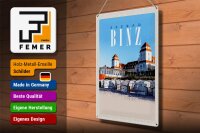Blechschild Reise 30x40cm Seebad Binz Strandkörbe Strand Urlaub