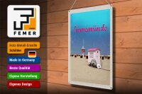 Blechschild Reise 30x40cm Travemünde Strand Rettungsturm