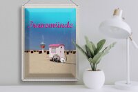 Blechschild Reise 30x40cm Travemünde Strand Rettungsturm