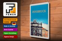 Blechschild Reise 30x40cm Innsbruck Österreich Schloss Skulptur