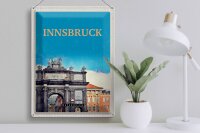 Blechschild Reise 30x40cm Innsbruck Österreich Schloss Skulptur