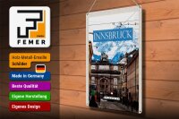 Blechschild Reise 30x40cm Innsbruck Österreich Aussicht Stadt