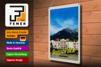 Blechschild Reise 30x40cm Innsbruck Gebirge Natur Aussicht Stadt
