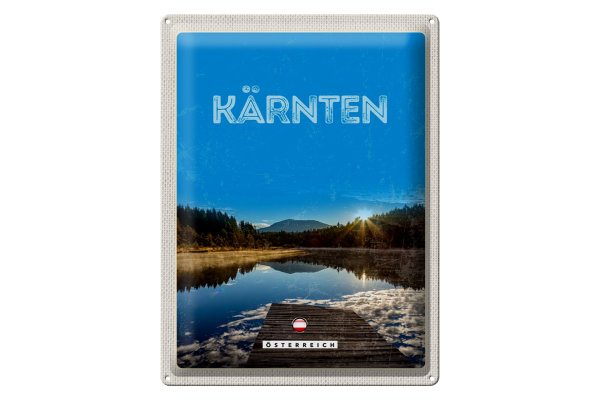 Blechschild Reise 30x40cm Kärnten See Österreich Sonnenaufgang
