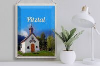 Blechschild Reise 30x40cm Pitztal Kirche Österreich Natur Urlaub