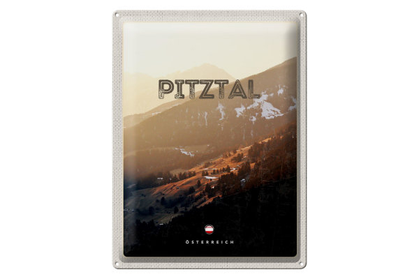 Blechschild Reise 30x40cm Pitztal Gebirge Schnee Natur Urlaub