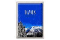 Blechschild Reise 30x40cm Davos Winterzeit Skiurlaub...