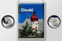 Blechschild Reise 30x40cm Ehrwald Österreich Kirche rotes Dach