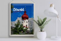 Blechschild Reise 30x40cm Ehrwald Österreich Kirche rotes Dach