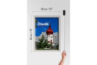 Blechschild Reise 30x40cm Ehrwald Österreich Kirche rotes Dach