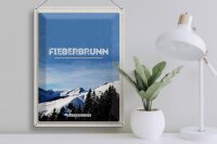 Blechschild Reise 30x40cm Fieberbrunn Österreich Winter Ski