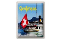Blechschild Reise 30x40cm Genfersee Schweiz Lasuisse Schiffstour