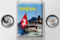Blechschild Reise 30x40cm Genfersee Schweiz Lasuisse Schiffstour