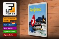 Blechschild Reise 30x40cm Genfersee Schweiz Lasuisse Schiffstour