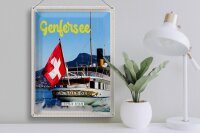 Blechschild Reise 30x40cm Genfersee Schweiz Lasuisse Schiffstour