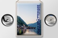 Blechschild Reise 30x40cm Blick auf Hallstättersee Österreich