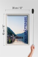 Blechschild Reise 30x40cm Blick auf Hallstättersee Österreich