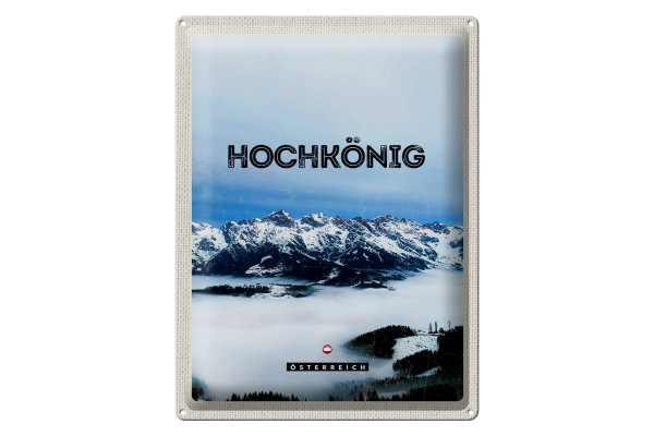 Blechschild Reise 30x40cm Ausblick auf Hochkönig Berge Winter