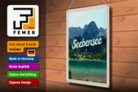 Blechschild Reise 30x40cm Seebensee Österreich Wälder Natur See