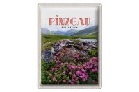 Blechschild Reise 30x40cm Pinzgau Österreich Blumen Natur Berge