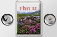 Blechschild Reise 30x40cm Pinzgau Österreich Blumen Natur Berge