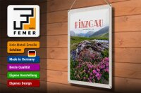 Blechschild Reise 30x40cm Pinzgau Österreich Blumen Natur Berge