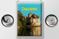Blechschild Reise 30x40cm Lausanne Schloss See Schweiz Reiseziel