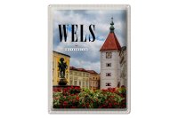 Blechschild Reise 30x40cm Wels Österreich Kirche...