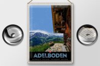 Blechschild Reise 30x40cm Adelboden Schweiz Aussicht auf Gebirge