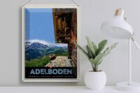 Blechschild Reise 30x40cm Adelboden Schweiz Aussicht auf Gebirge