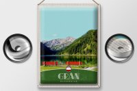 Blechschild Reise 30x40cm Grän Österreich rote Bank Wälder Natur