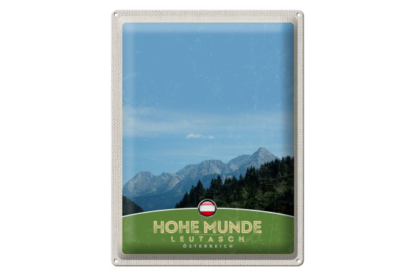 Blechschild Reise 30x40cm Hohe Munde Leutasch Wälder Österreich
