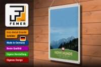 Blechschild Reise 30x40cm Hohe Munde Leutasch Wälder Österreich