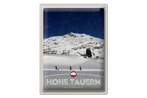 Blechschild Reise 30x40cm Hohe Tauern Skitour Wanderung Schnee