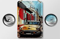 Blechschild Spruch 12x18cm Cuba altes gelbes Auto Oldtimer