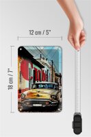 Blechschild Spruch 12x18cm Cuba altes gelbes Auto Oldtimer