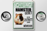 Blechschild Spruch 30x40cm Tiere Achtung Hamster Gebiet