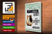 Blechschild Spruch 30x40cm Tiere Achtung Hamster Gebiet