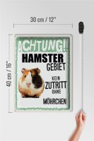 Blechschild Spruch 30x40cm Tiere Achtung Hamster Gebiet