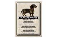 Blechschild Spruch 30x40cm Tiere Rauhaardackel Hausordnung