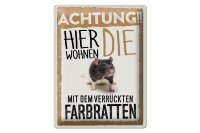 Blechschild Spruch 30x40cm Tiere Achtung hier Farbratten