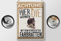 Blechschild Spruch 30x40cm Tiere Achtung hier Farbratten