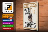Blechschild Spruch 30x40cm Tiere Achtung hier Farbratten
