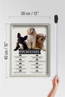 Blechschild Spruch 30x40cm Hunderegel schlafen wo ich will
