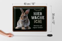 Blechschild Spruch 40x30cm Kaninchen hier wache eigene Gefahr