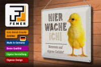 Blechschild Spruch 40x30cm Küken hier wache ich eigene Gefahr